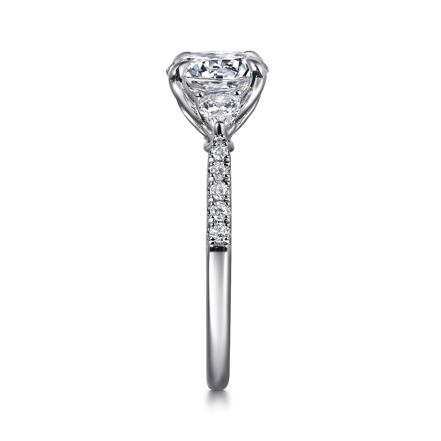 Gabriel & Co. 14 Karat White Gold Round Semi-Mount Three Stone Engagement Ring