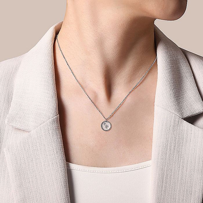 Gabriel & Co. Sterling Silver Diamond Star 17.5 Inch Necklace