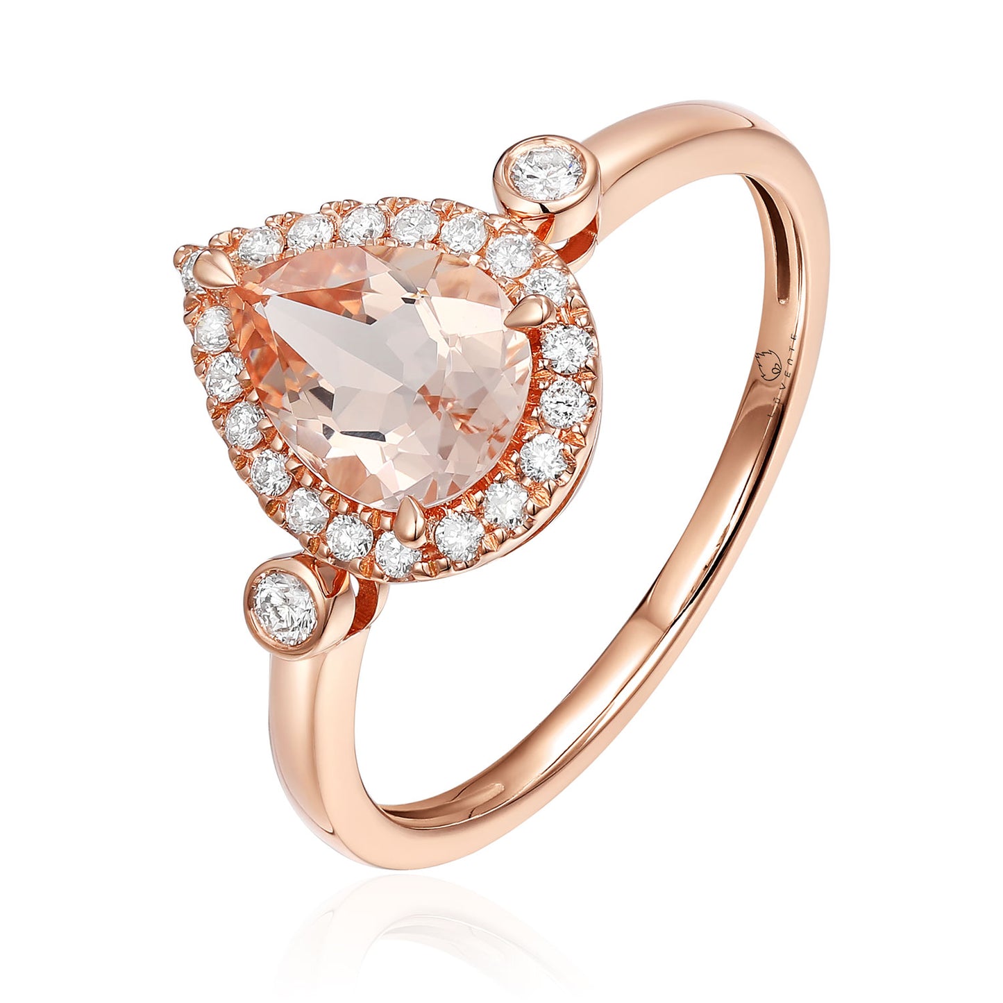 Luvente Role Gold Morganite & Diamond Halo Ring