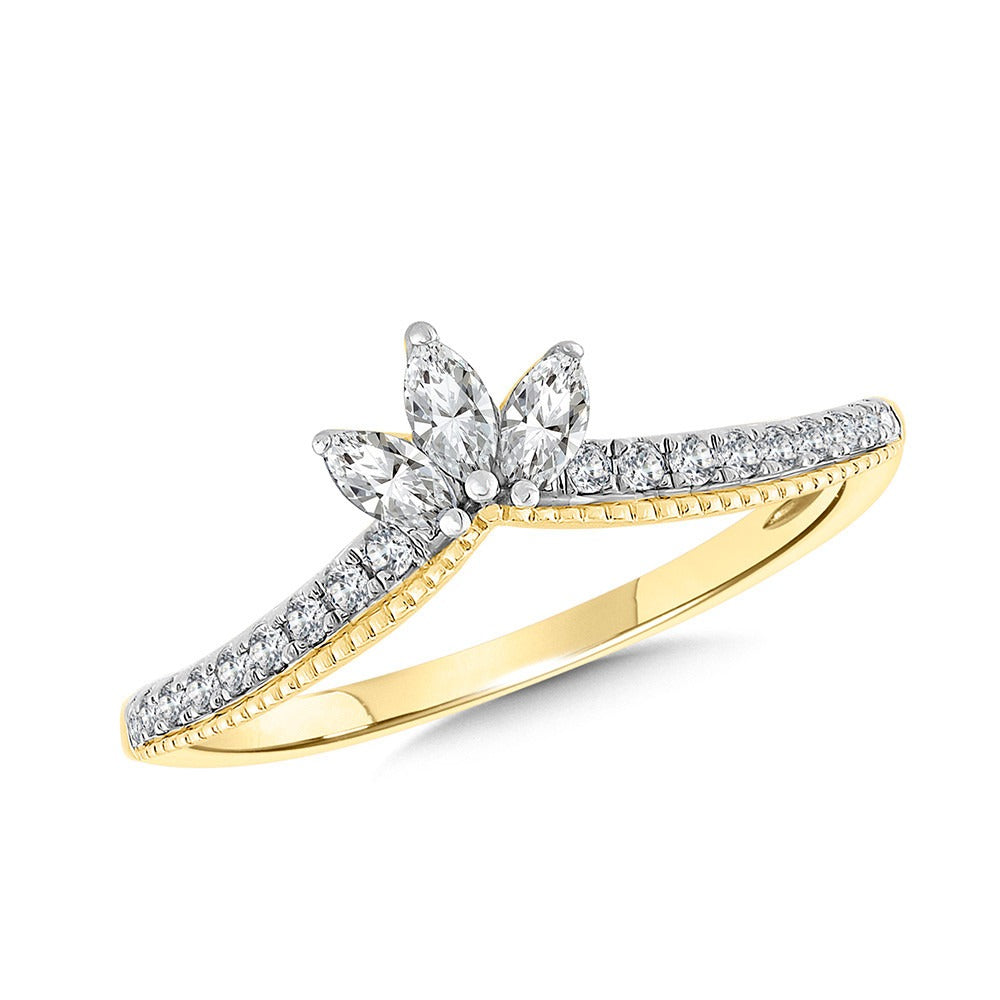 Yellow Gold Diamond Chevron Band