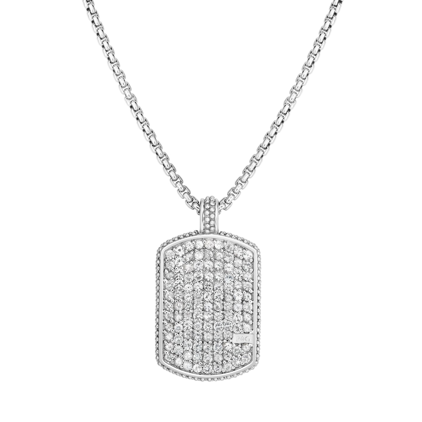 Phillip Gavriel Silver White Sapphire Dog Tag Necklace