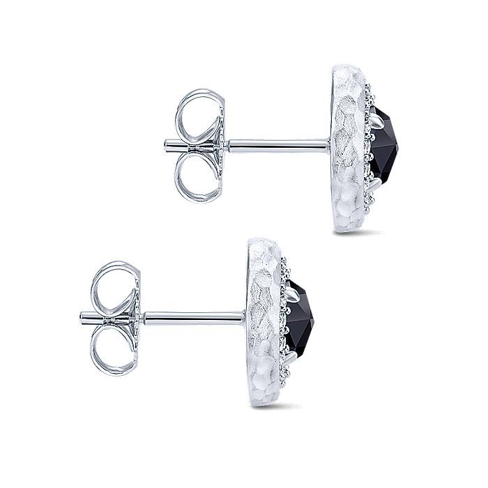 Gabriel & Co. Sterling Round Rock Crystal Black Onyx And White Sapphire Stud Earrings