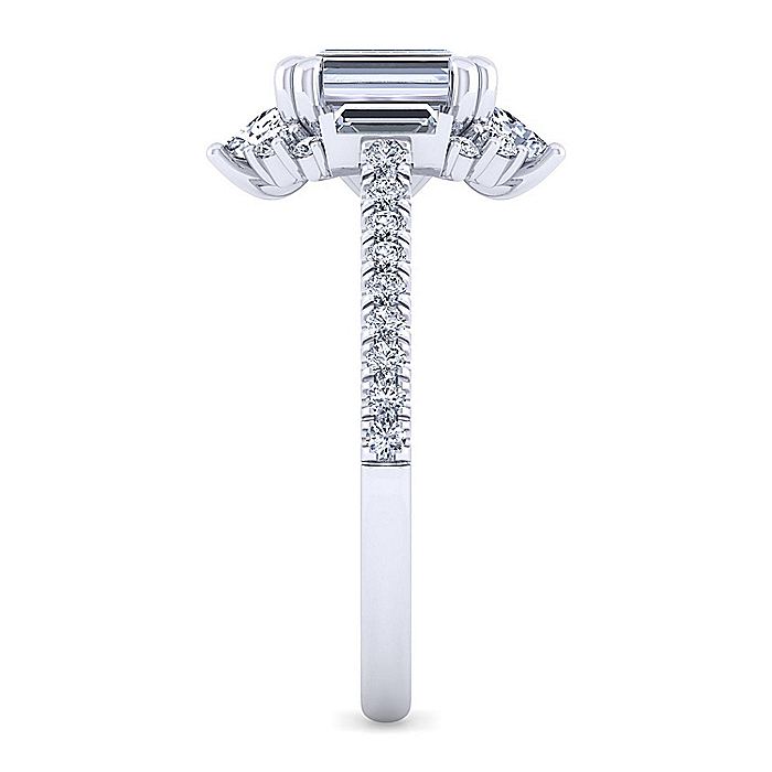 Gabriel & Co. White Gold Art Deco Emerald Cut Halo Semi-Mount Engagement Ring
