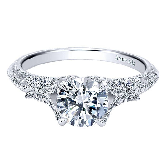 Amavida White Gold Split Shank Engagement Ring - Diamond Semi-Mount Rings