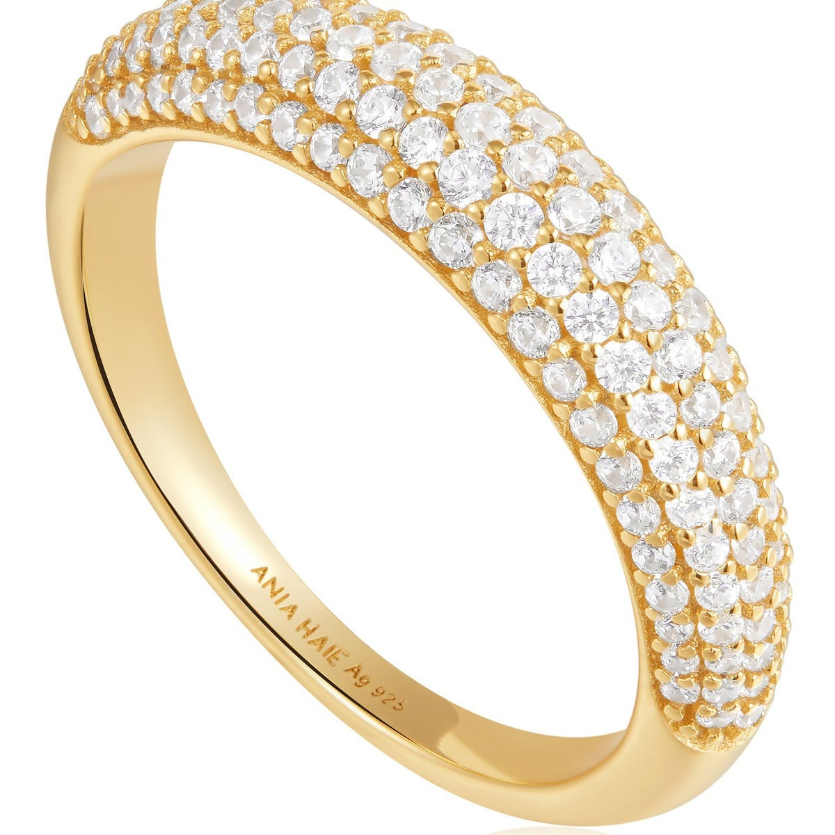 Ania Haie 14 Karat Yellow Gold Plated Sterling Silver Pavé Dome Ring