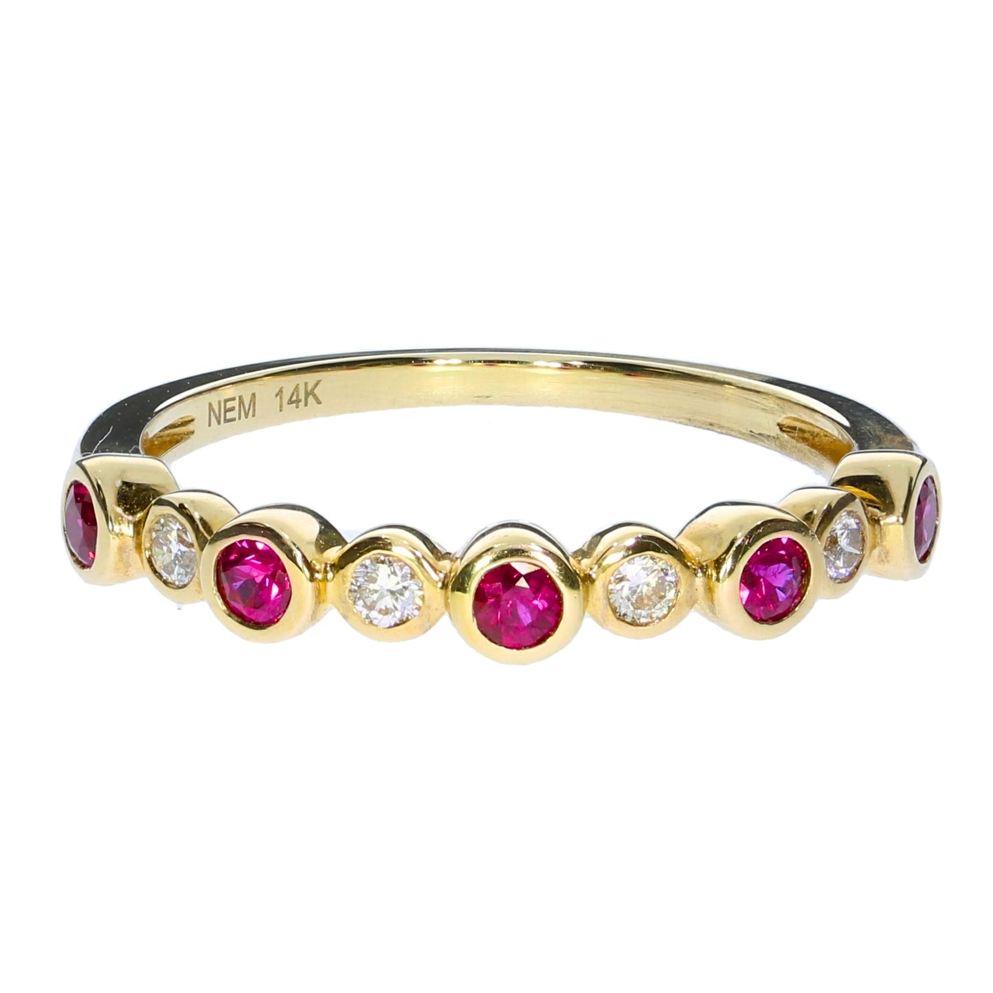 Ladies 14 Karat Yellow Gold Ruby And Diamond Band