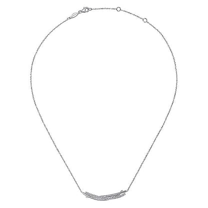 Gabriel & Co. Sterling Silver White Sapphire Bar Pendant - Silver Necklace