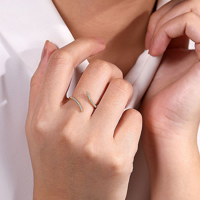 Gabriel & Co Yellow Gold Open Wrap Diamond Ring