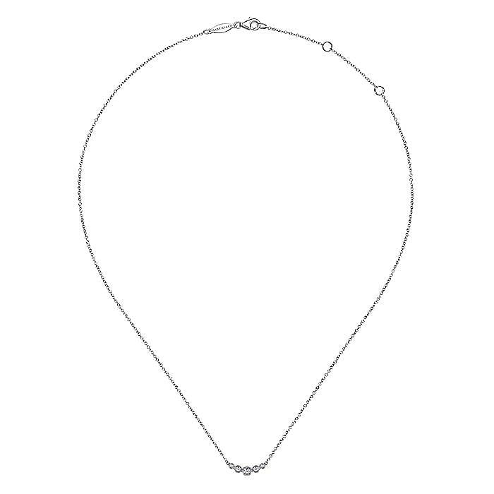Gabriel & Co. 14 Karat White Gold Curved Diamond Bar Pendant