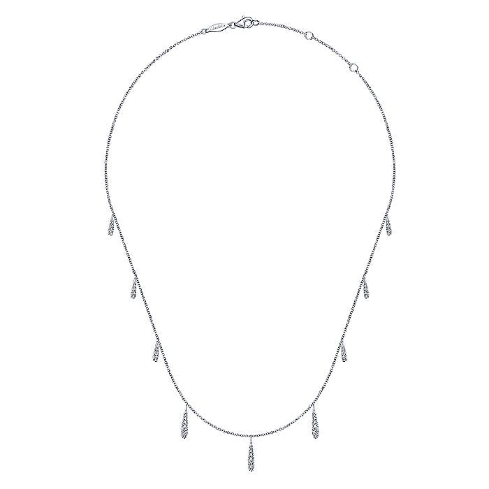 Gabriel & Co. White Gold Dangling Diamond Station Necklace