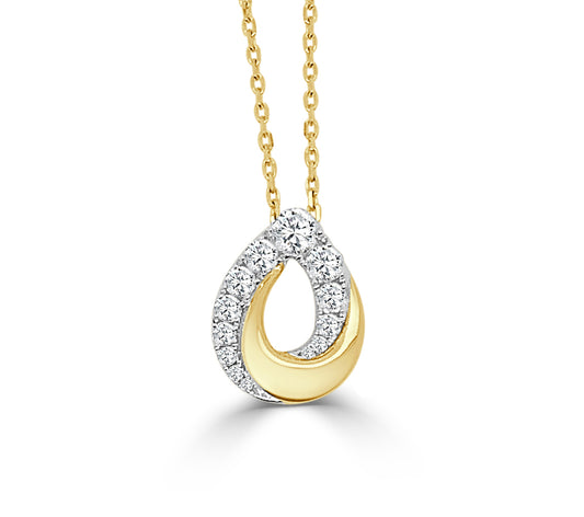 Frederic Sage Yellow & White Gold Medium Deco Pear Diamond Necklace - Diamond Pendants