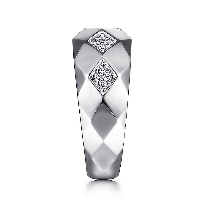 Gabriel & Co Silver Faceted Diamond Ring