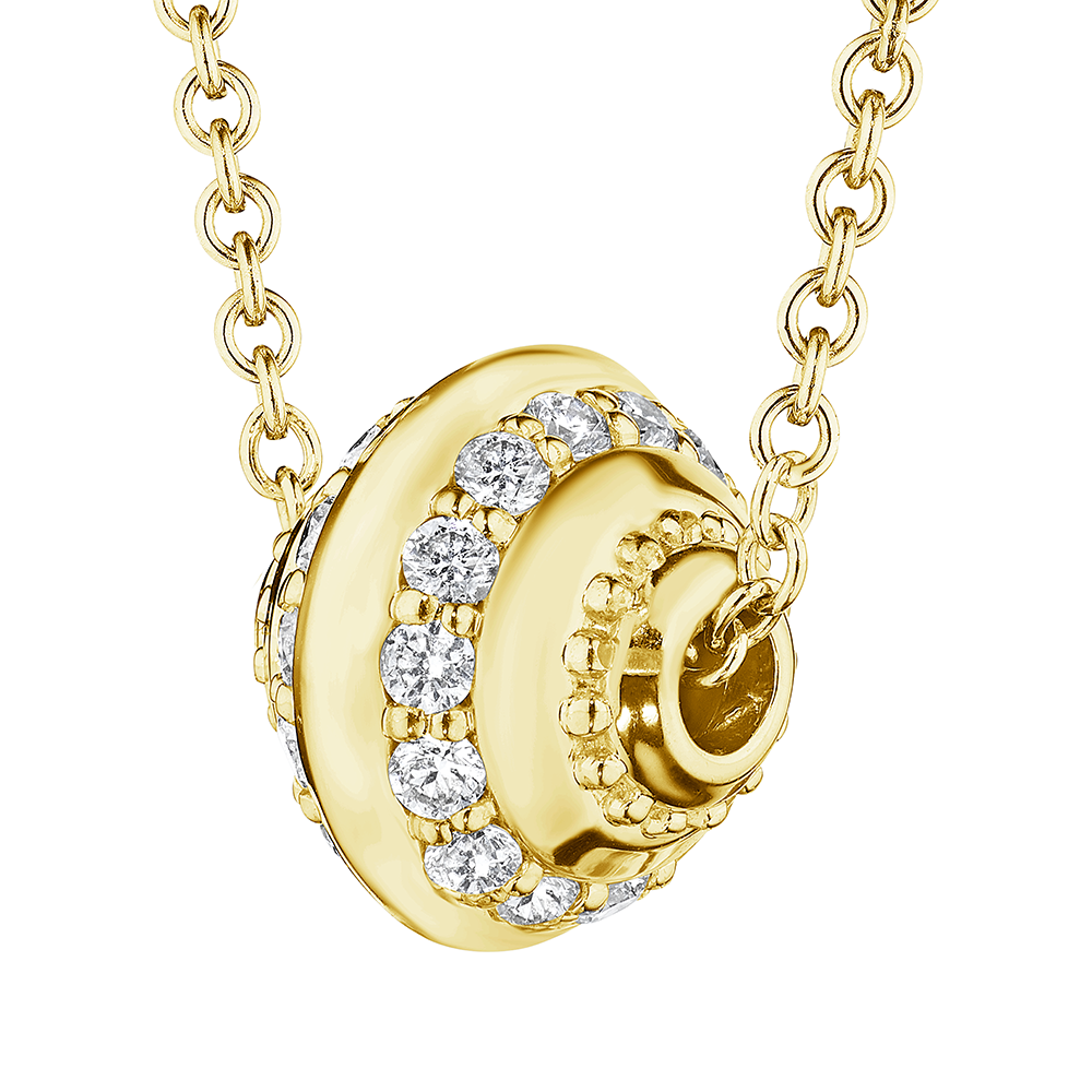 VerragioYellow Gold Short Round Diamond Slide Bead Pendant