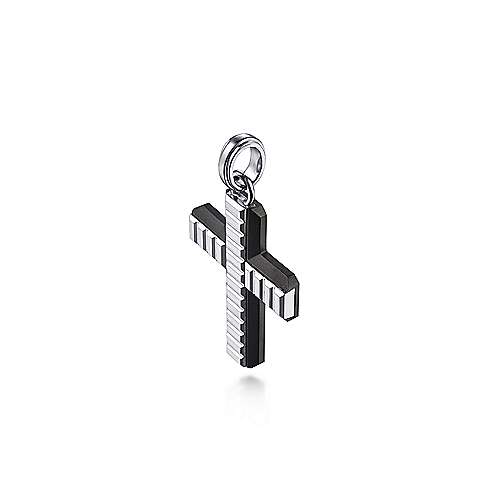 Gabriel & Co Sterling and Titanium Cross Mens Pendant