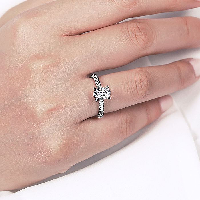 Gabriel & Co White Gold Oval Pavé Semi-Mount Engagement Ring