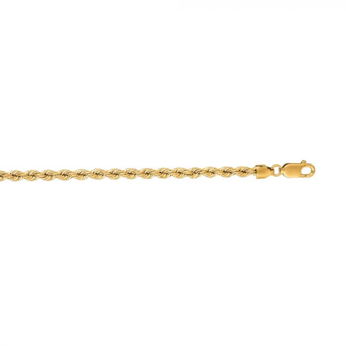 14k Yellow Gold Solid Rope Chain 18"