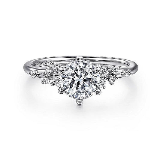 Gabriel & Co. White Gold Round Floral Semi-Mount Engagement Ring