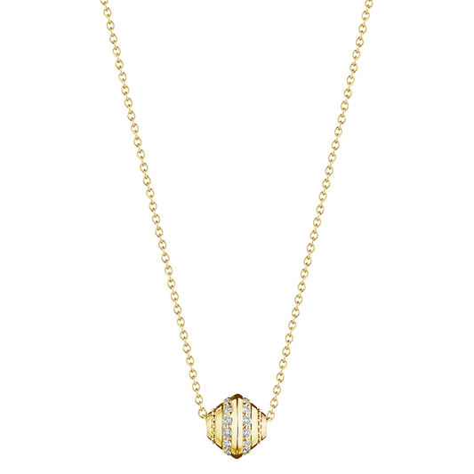 VerragioYellow Gold Short Round Diamond Slide Bead Pendant - Diamond Pendants