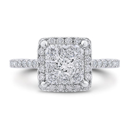 Luminous White & Rose Gold Square Halo Engagement Ring - Diamond Engagement Rings