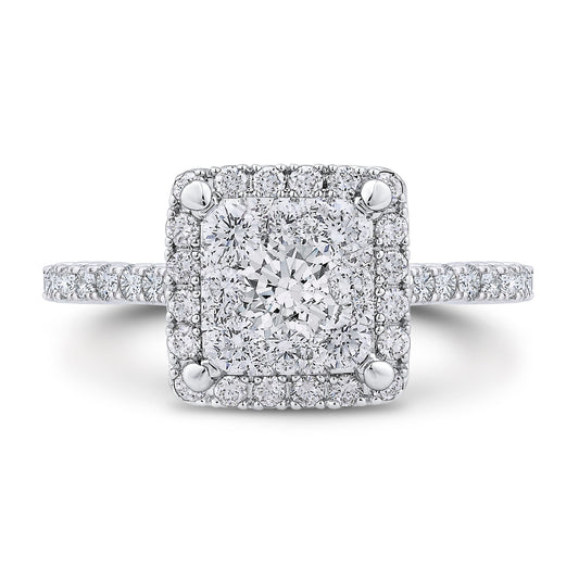 Luminous White & Rose Gold Square Halo Engagement Ring