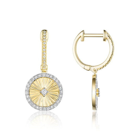 Luvente 14 Karat White Gold Medallion Round Diamond Drop Earrings - Diamond Earrings