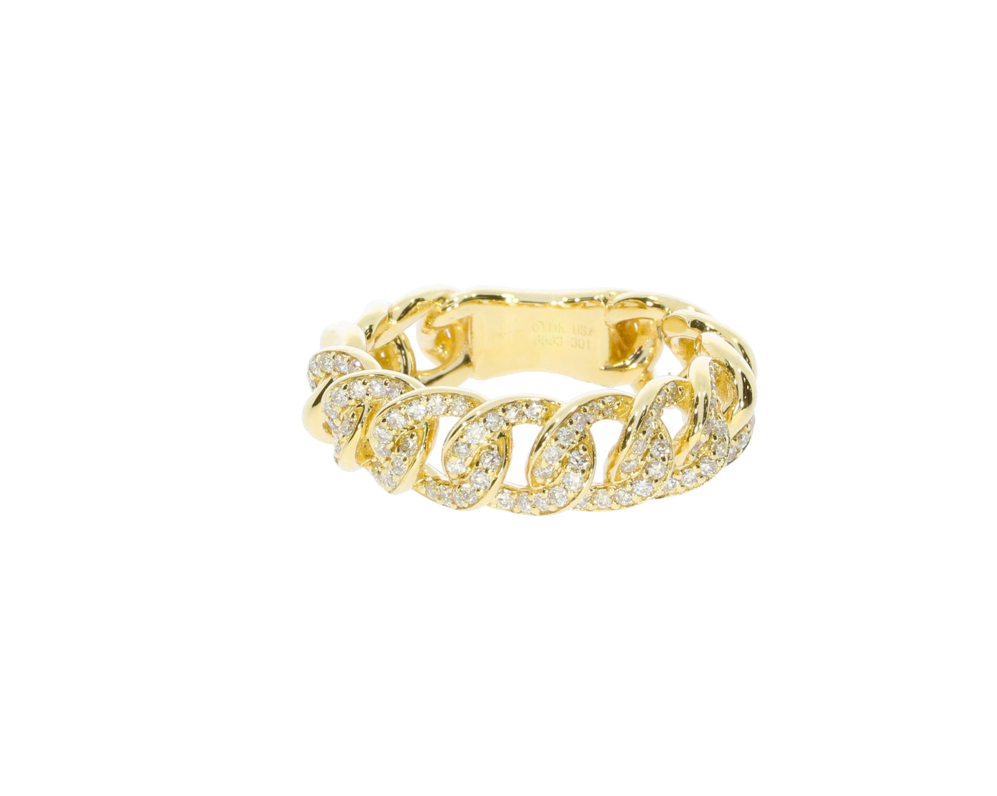 Ladies Yellow Gold Curb Chain Diamond Fashion Ring