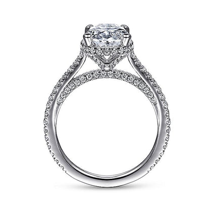 Gabriel & Co. 14 Karat White Gold Diamond Halo Semi-Mount Engagement Ring