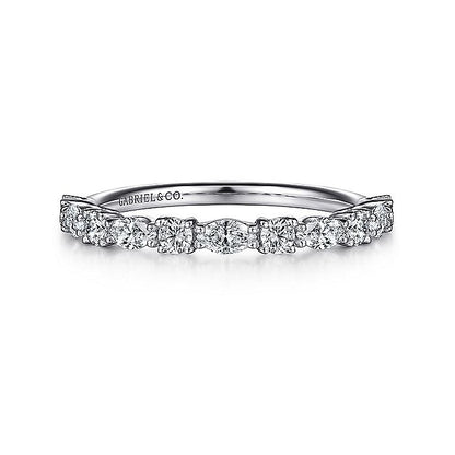Gabriel & Co. 14 Karat White Gold Marquise and Round Diamond Anniversary Band