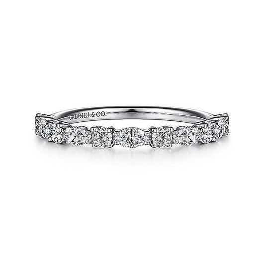 Gabriel & Co. 14 Karat White Gold Marquise and Round Diamond Anniversary Band
