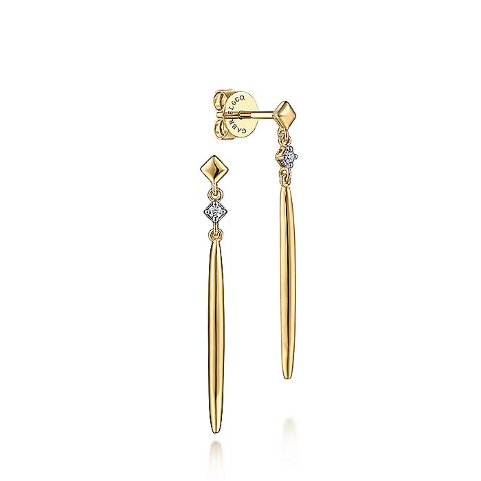 Gabriel & Co. 14 Karat Yellow Gold Diamond Spike Earrings