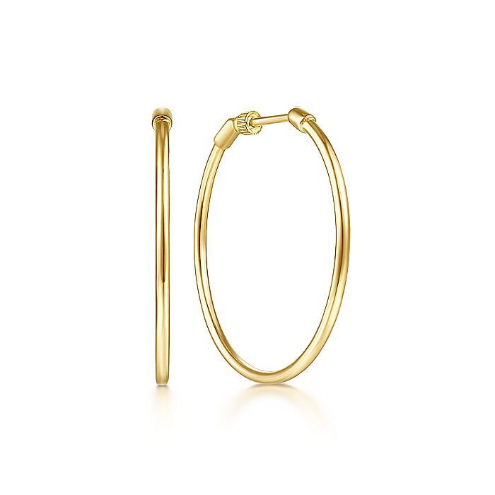 Gabriel & Co Yellow Plain Gold 30mm Round Classic Hoop Earrings