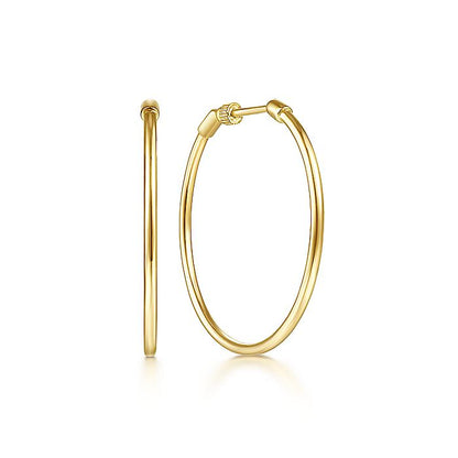 Gabriel & Co Yellow Plain Gold 30mm Round Classic Hoop Earrings