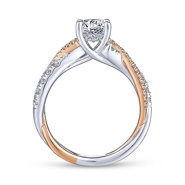 Gabriel & Co White & Rose Twisted Engagement Ring - Diamond Semi-Mount Rings