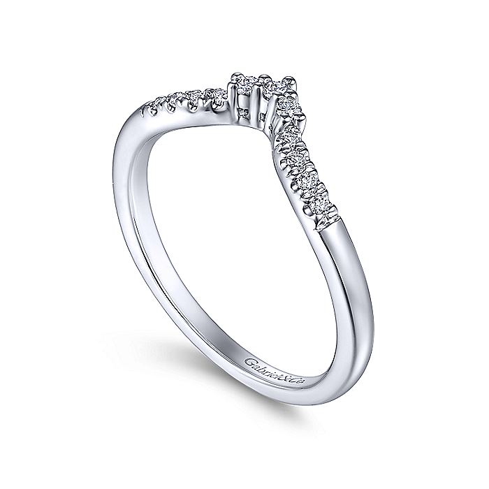 Gabriel & Co White Gold Curved V Diamond Wedding Band - Diamond Wedding Bands - Women's
