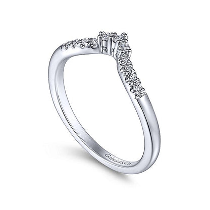 Gabriel & Co White Gold Curved V Diamond Wedding Band - Diamond Wedding Bands - Women's