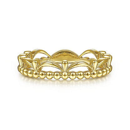 Gabriel & Co Yellow Gold Bujukan Bead Crown Ring - Gold Fashion Rings - Women's