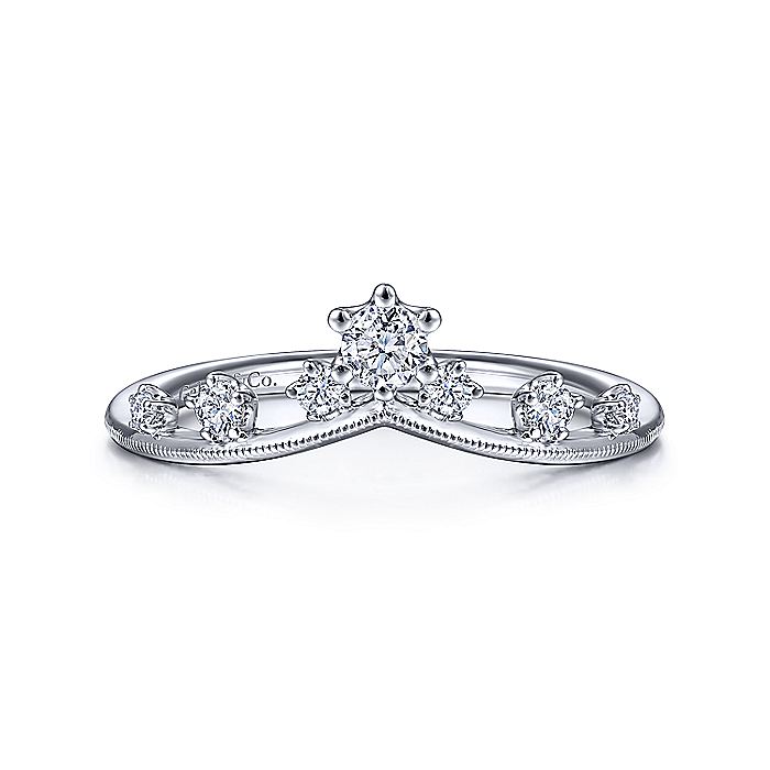 Gabriel & Co White Gold Curved Diamond Crown Ring - Diamond Fashion Rings - Women's