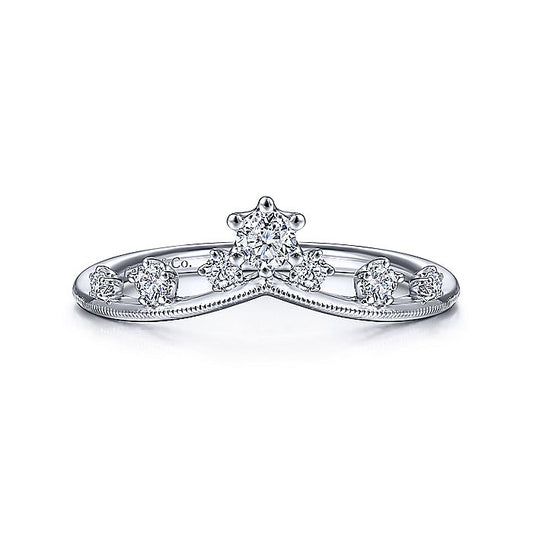 Gabriel & Co White Gold Curved Diamond Crown Ring - Diamond Fashion Rings - Women's