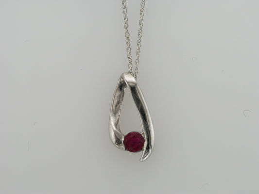 14 Karat White Gold Ruby Pendant