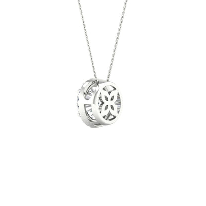 White Gold Laboratory Grown Round Diamond Halo Pendant - Diamond Pendants