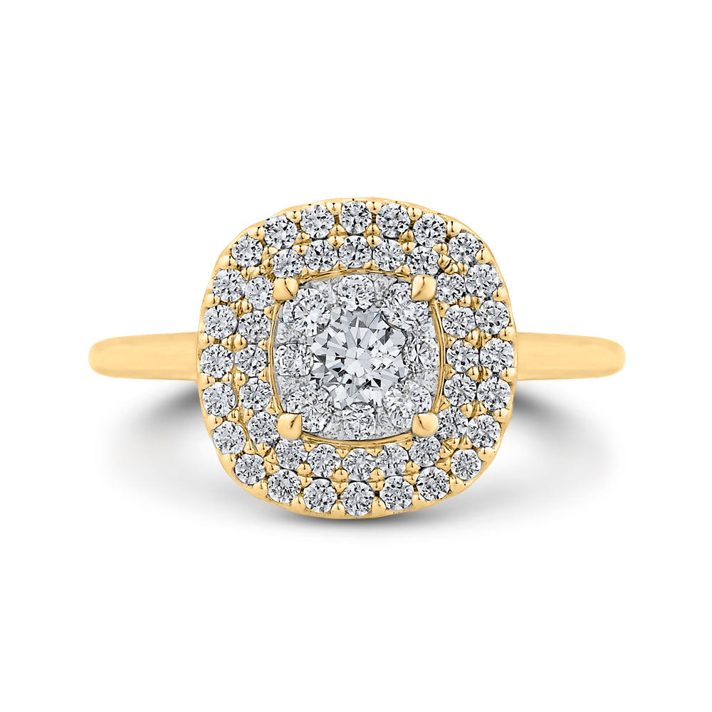 Luminous Yellow & White Gold Double Halo Engagement ring - Diamond Engagement Rings