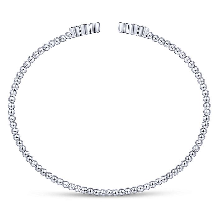 Gabriel & Co. White Gold Bujukan Split Cuff Bracelet with Quatrefoil Diamond Endcaps - Diamond Bracelets