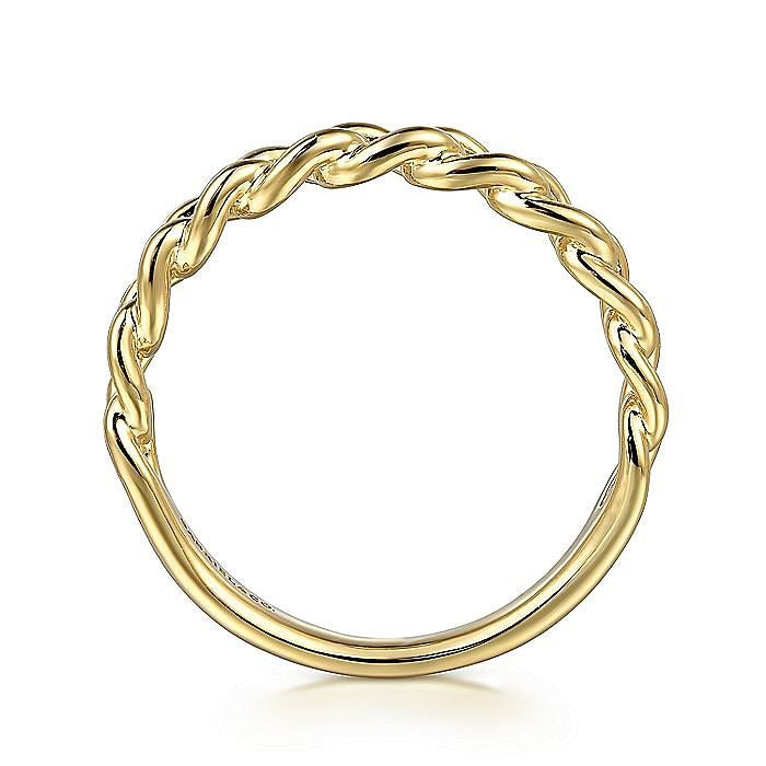 Gabriel & Co. Yellow Gold Plain Cuban Link Stackable Ring