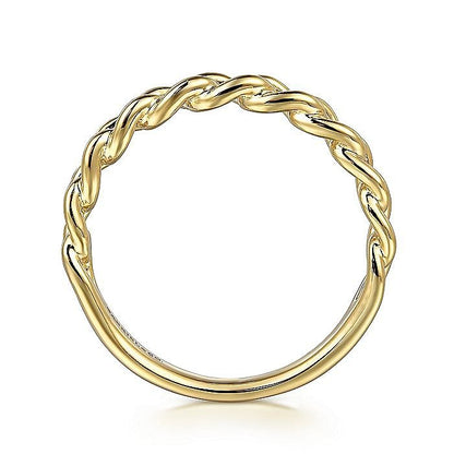 Gabriel & Co. Yellow Gold Plain Cuban Link Stackable Ring