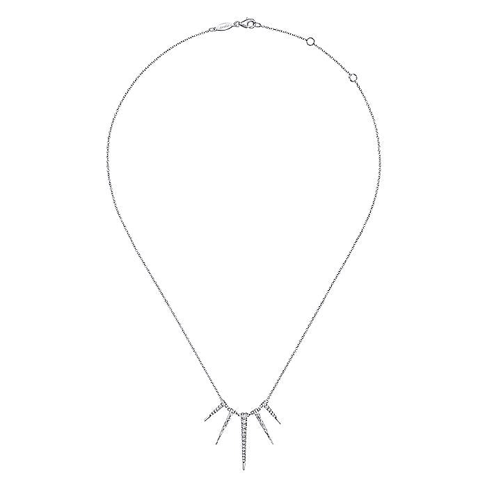 Gabriel & Co Sterling Silver White Sapphire Multi Spike Necklace - Silver Necklace