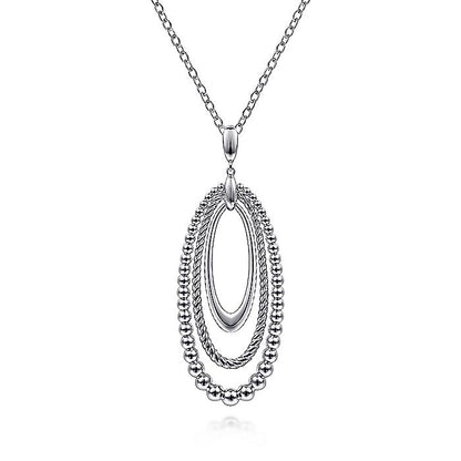 Gabriel & Co Sterling Silver Texture Oval Necklace - Silver Necklace