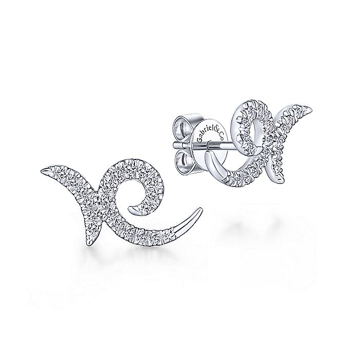 Gabriel & Co White Gold Diamond Swirl Stud Earrings - Diamond Earrings