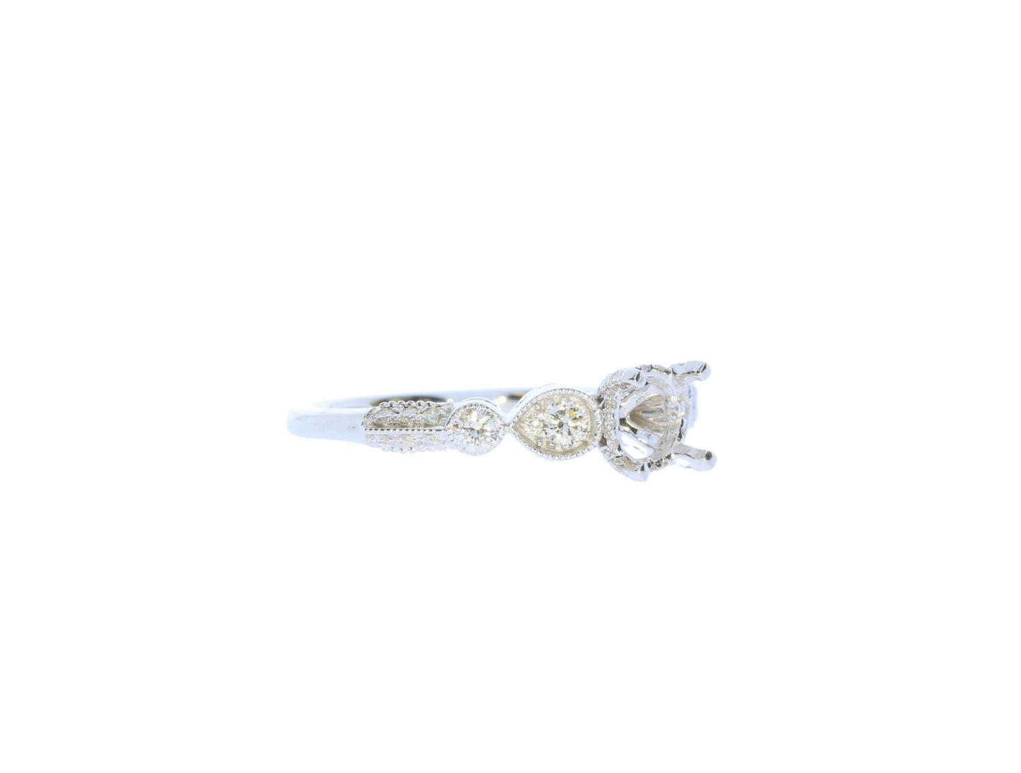 White Gold Diamond Vintage Semi-Mount Engagement Ring