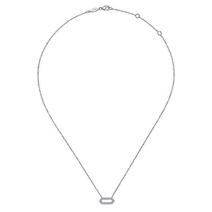 Gabriel & Co White Gold Elongated Hexagonal Diamond Pendant Necklace - Diamond Pendants