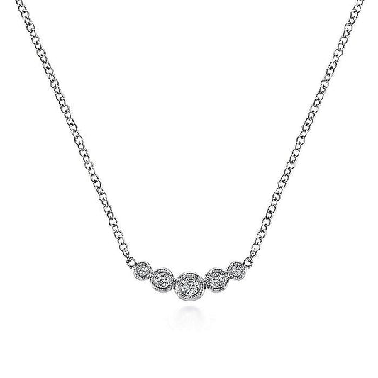 Gabriel & Co. 14 Karat White Gold Curved Diamond Bar Pendant